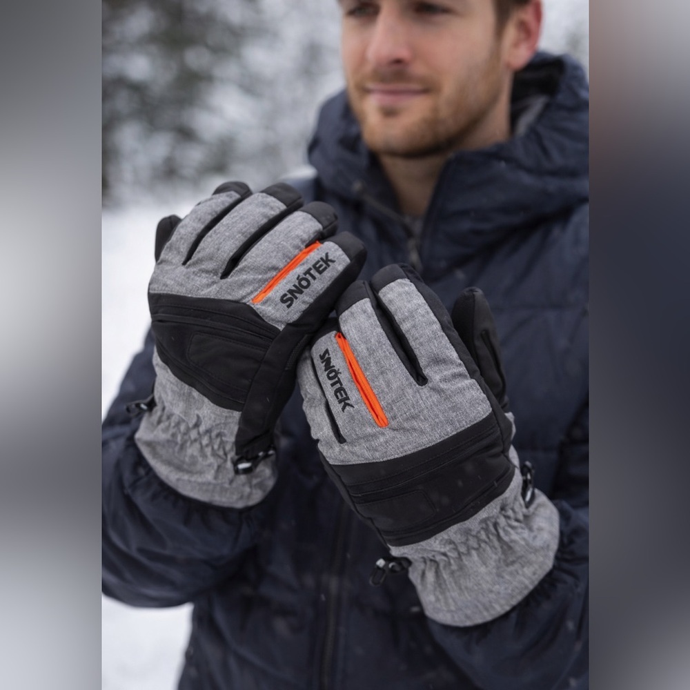 Snotek Men XL Winter Snow Gloves Gray Black Waterproof Ski Size XL